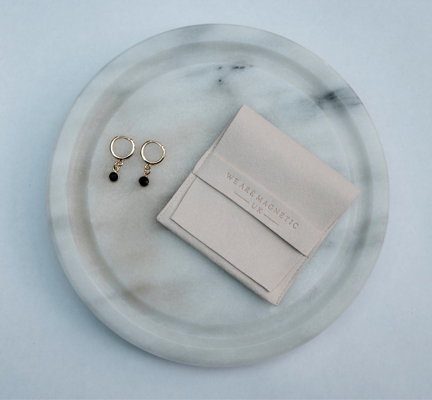 Black Onyx Drop Hoops