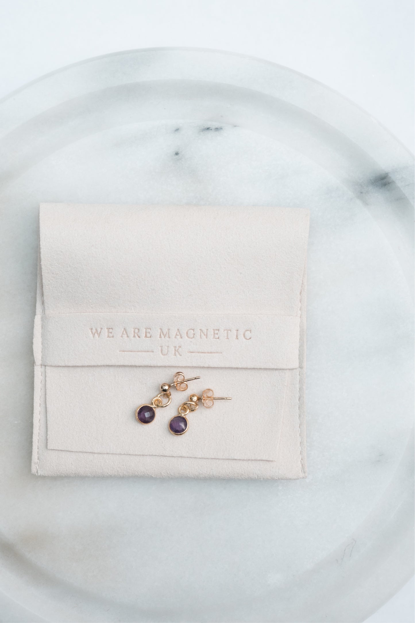 Amethyst Drop Stud Earrings