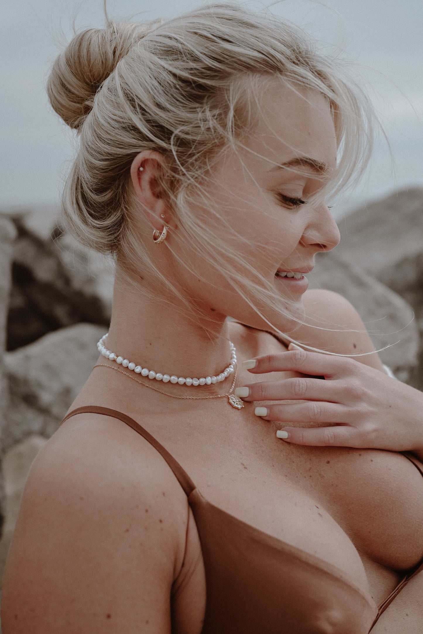 Moon Gem Hoop Earrings