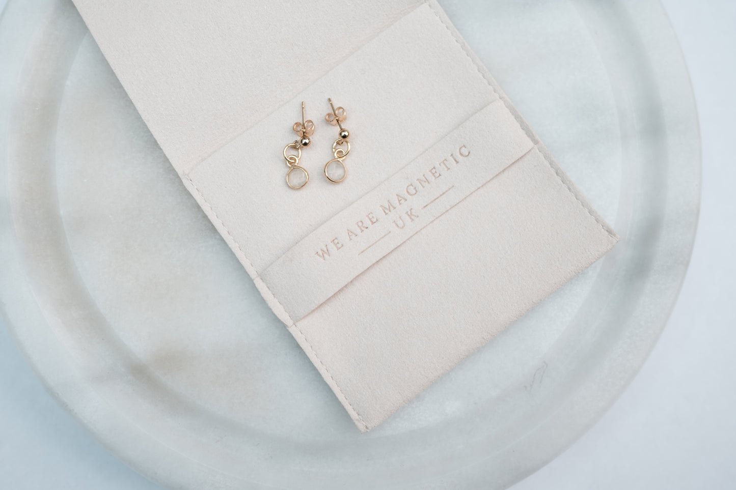 Moonstone Drop Stud Earrings