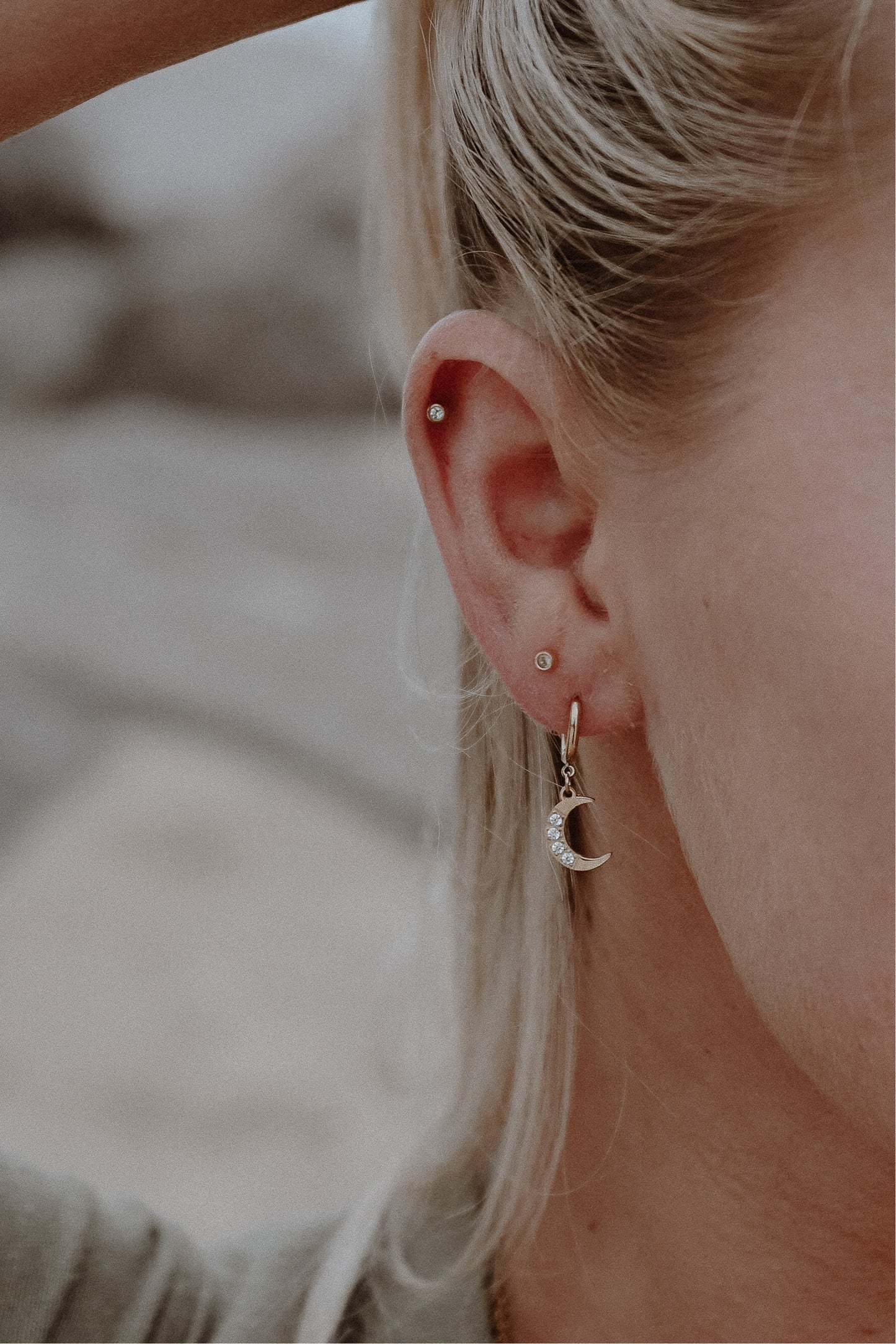 Moon & Star Drop Hoop Earrings