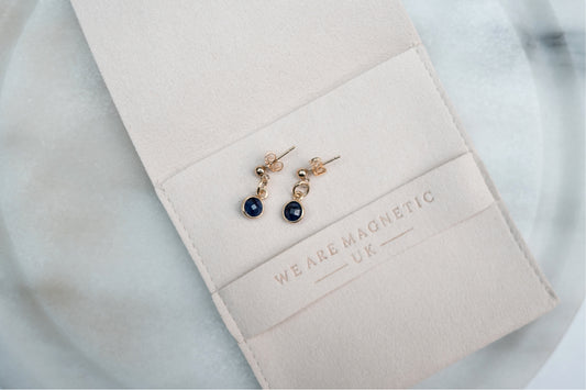 Black Onyx Drop Stud Earrings