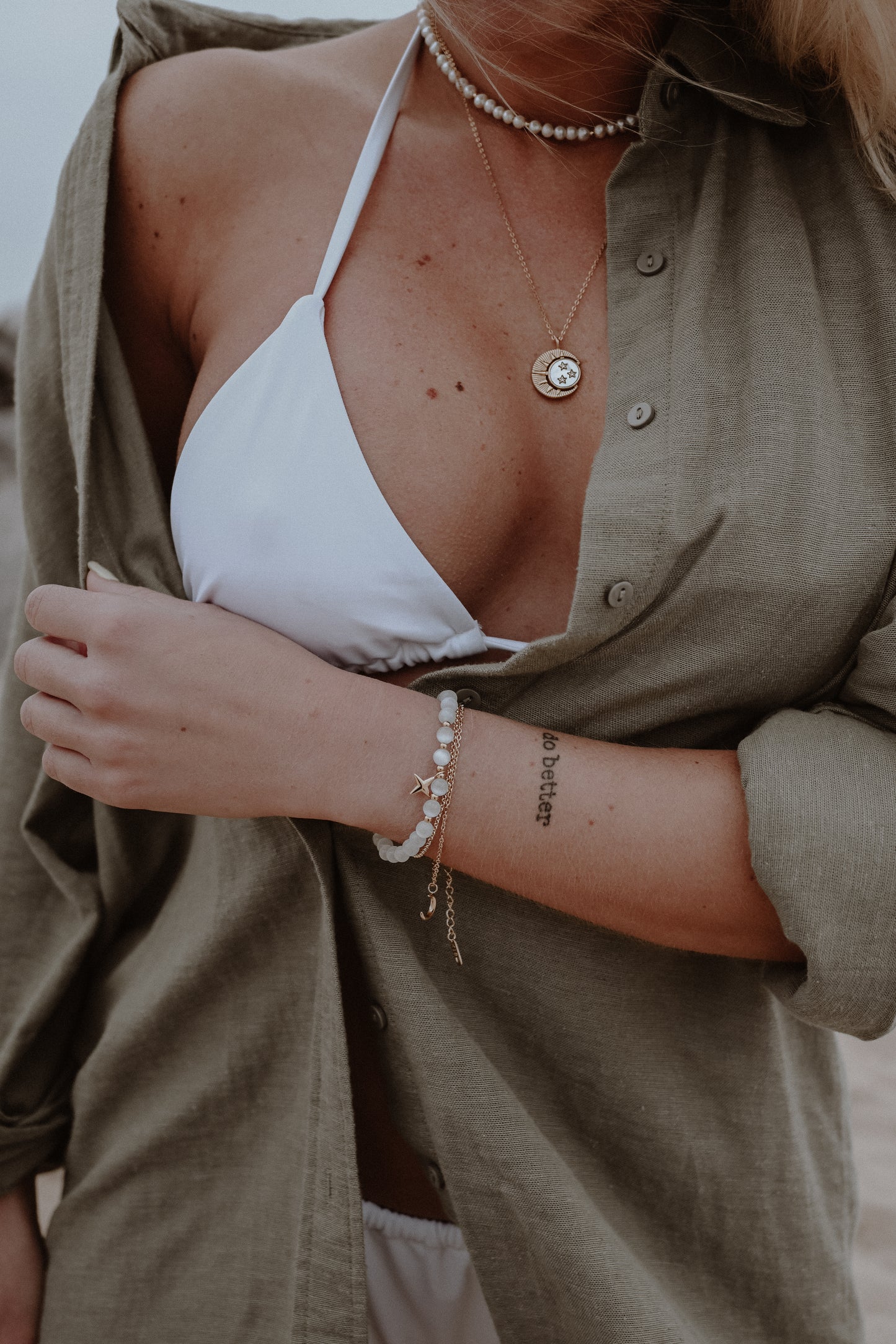 Opalite Bead Elastic Bracelet