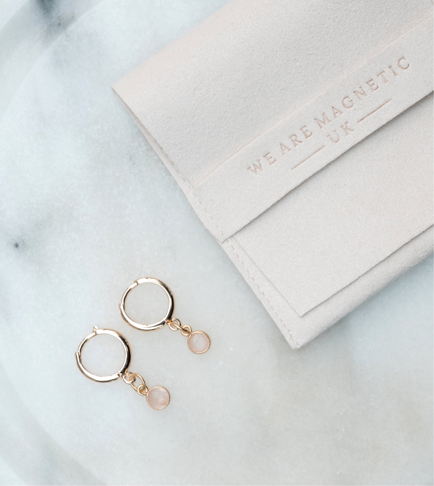 Rose Quartz Drop Hoop Earrings