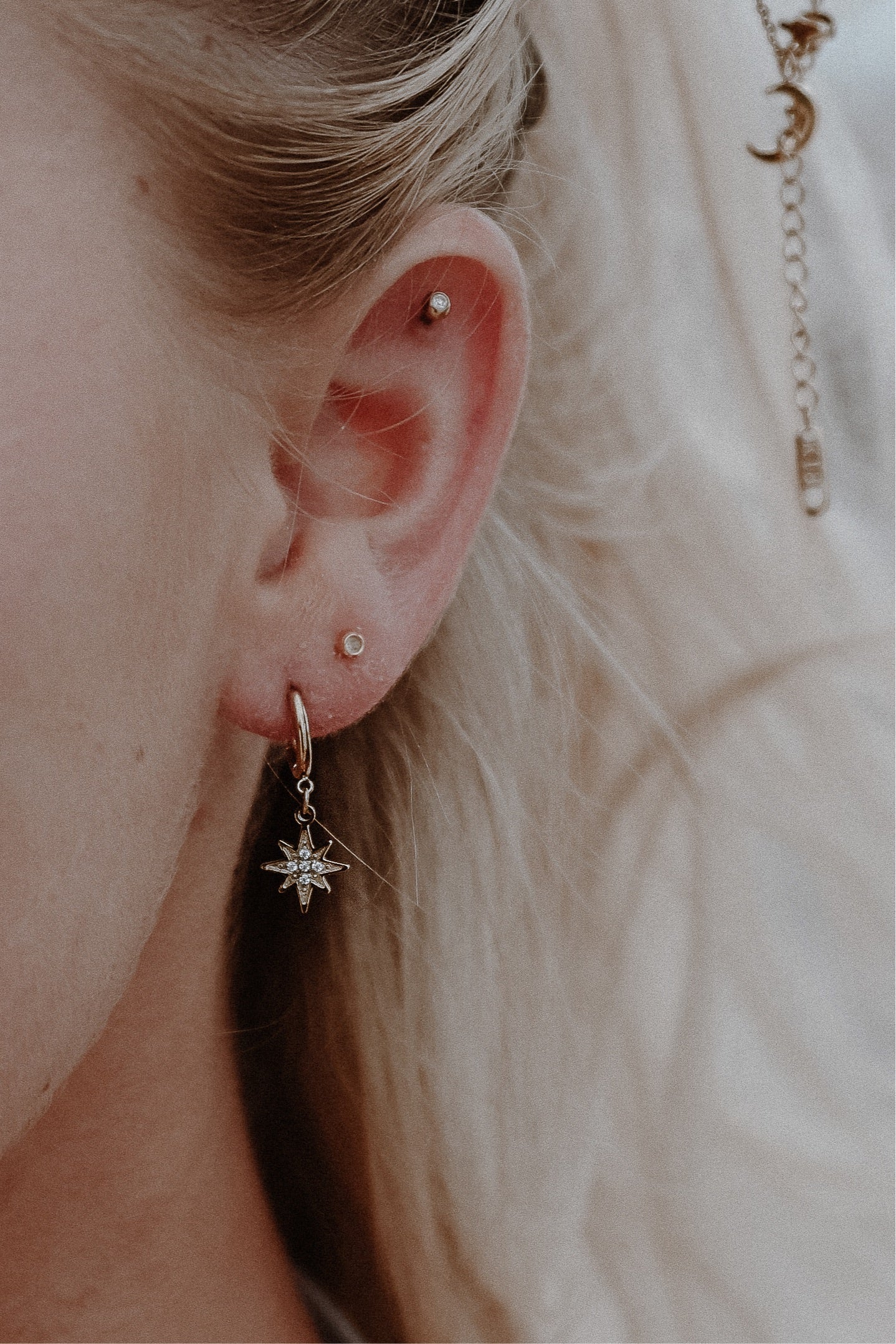 Moon & Star Drop Hoop Earrings