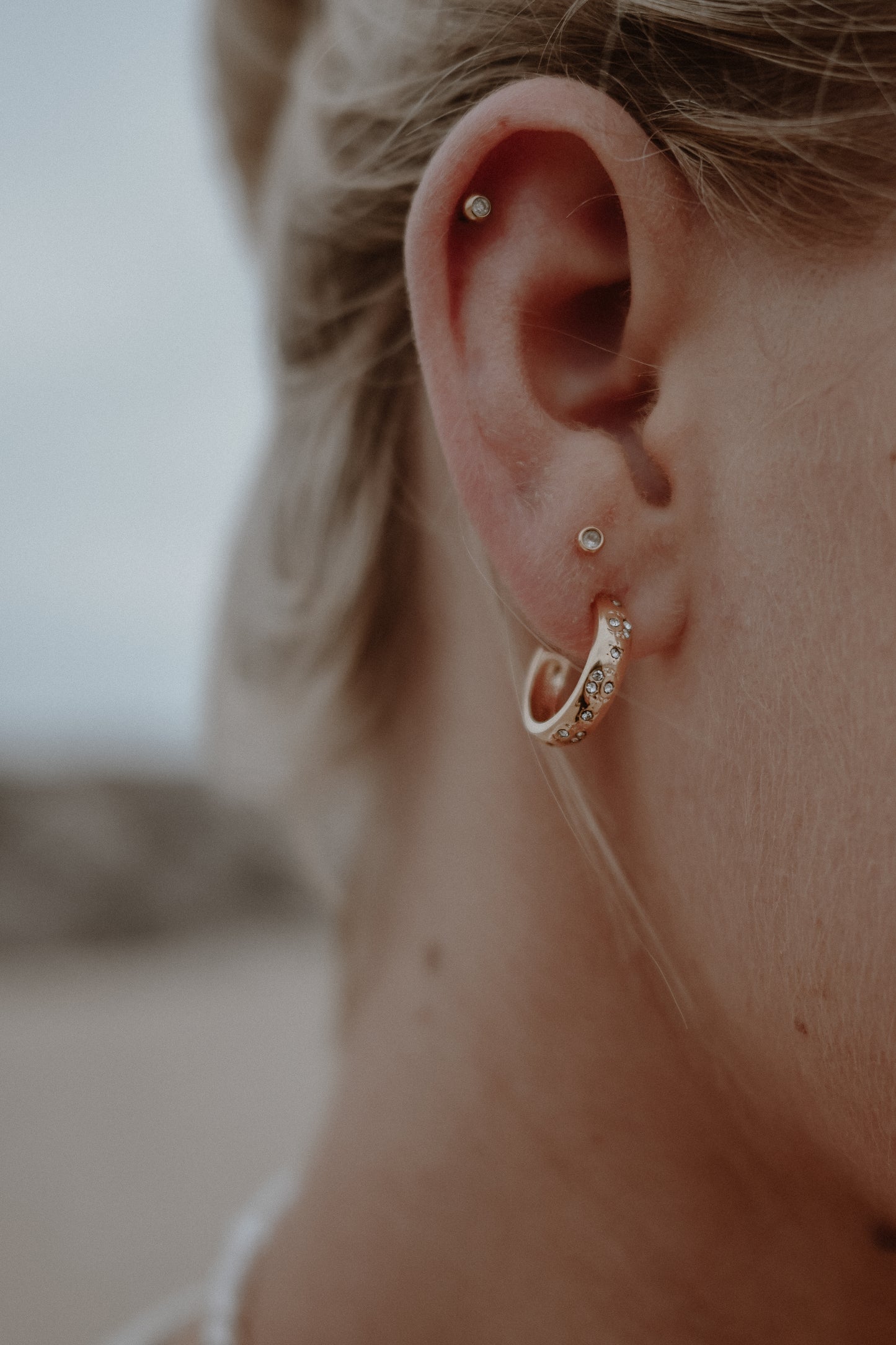 Moon Gem Hoop Earrings