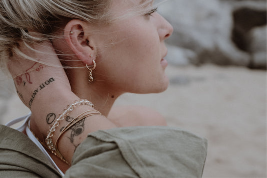 Citrine Drop Hoop Earrings