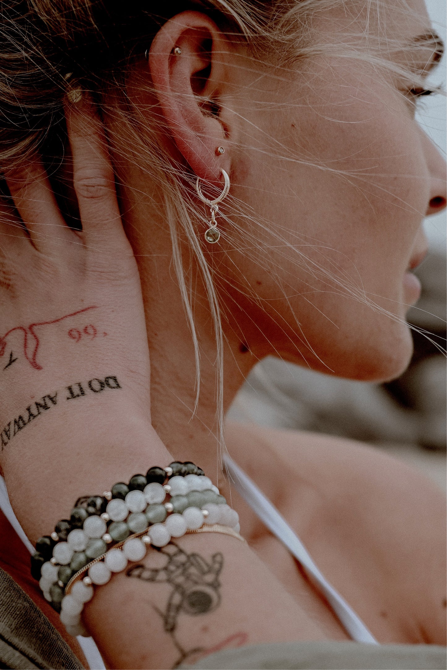 Peridot Drop Hoop Earrings