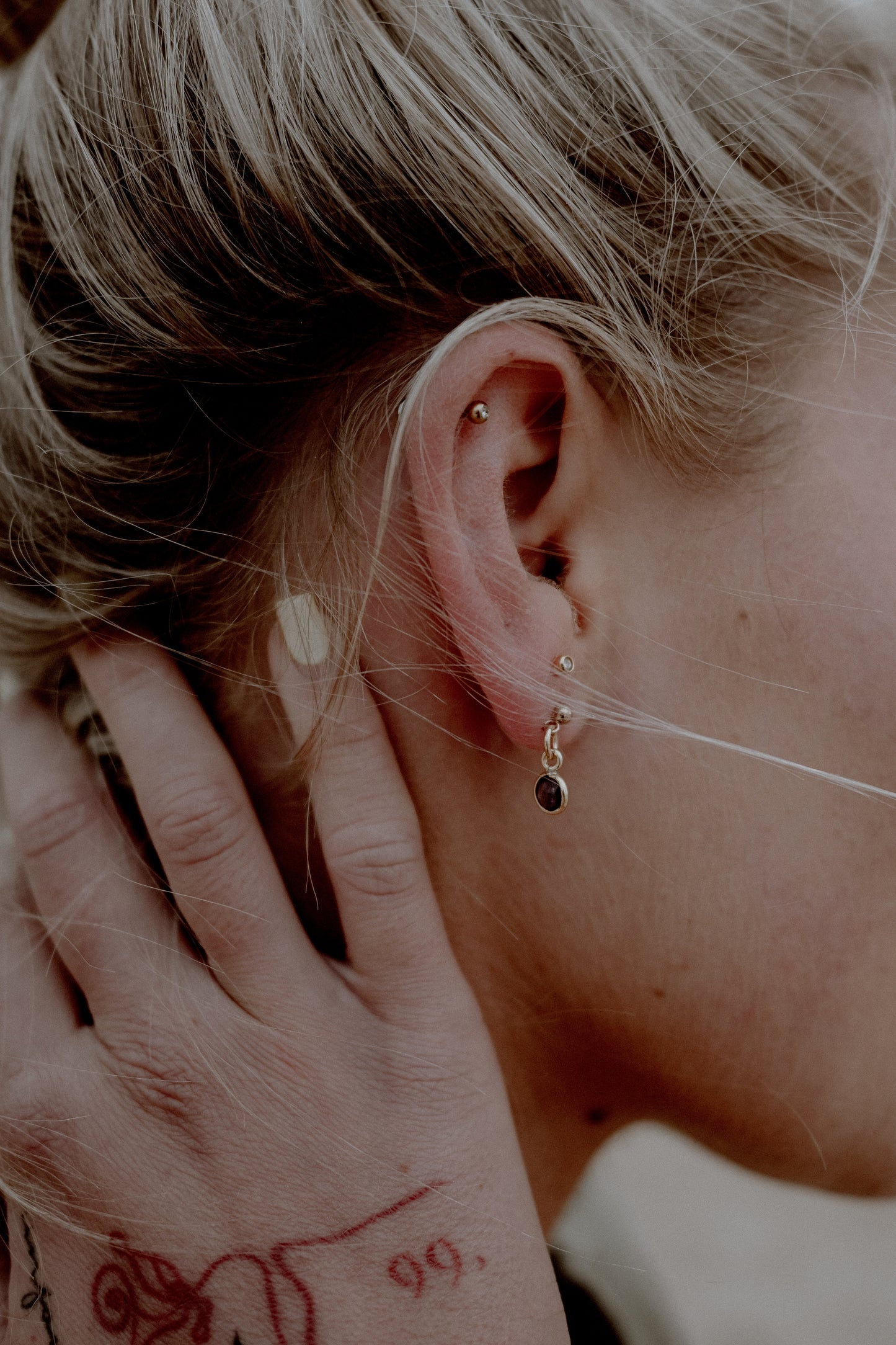 Amethyst Drop Stud Earrings