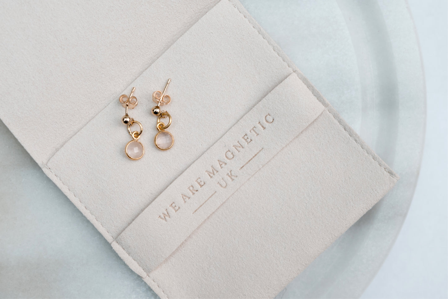 Rose Quartz Drop Stud Earrings