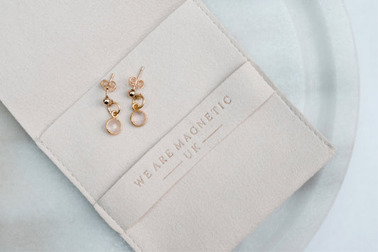 Rose Quartz Drop Stud Earrings