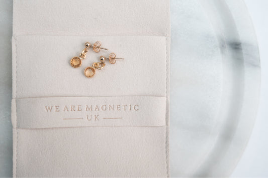 Citrine Drop Stud Earrings